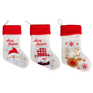 <b>Christmas</b> <b>Gift</b> <b>Bags</b> & Decor 43cm White Embroidered Santa Stockings for Home Atmosphere - Product Image 3