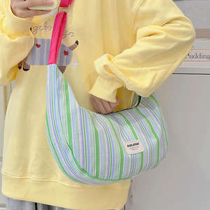 Sac bandoulière décontracté de grande capacité, style simple, sac à dumplings, nylon imperméable, fermeture éclair, polyester, sac pour femmes - Product Image 2