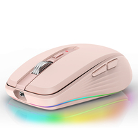 Mouse Nirkabel Ergonomis Portabel FMOUSE dengan Lampu LED, DPI yang Dapat Disesuaikan, 7 Tombol, Warna Pink, Abu-abu, Hitam untuk Penggunaan Perjalanan