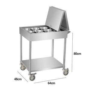 Chariot d'assaisonnement de table mobile en acier inoxydable Lyroe avec roues pour cuisine <span class=keywords><strong>restaurant</strong></span> - Product Image 1