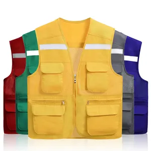 Gilet de sécurité personnalisé, en Polyester, sans manches, à poches multiples, avec tout Logo, vente en gros, collection