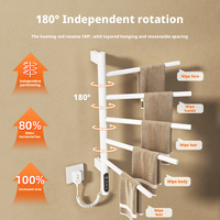 Porte-serviettes chauffant électrique rotatif intelligent pour salle de bain avec étagère de rangement en acier inoxydable, idéal pour hôtels, garantie 5 ans