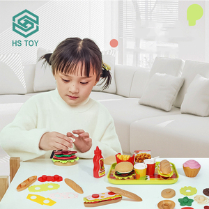 Giochi di taglio HS gioca a tenda di caramelle portatile bambini feltro cibo finta casa in miniatura fai da te con piccoli chef bistecca Pizza - Product Image 5