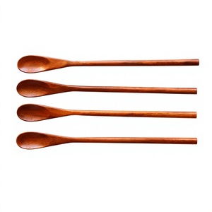 Natural Wood <b>Serving</b> <b>Spoon</b> Long Handle Wooden Dessert <b>Spoon</b> Handmade Brown <b>Spoon</b> for Tea Coffee Kitchen - Product Image 1