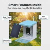 Distributore Automatico di Cibo per Uccelli ClearSight CGFFY-002 con Promemoria Pasto, Impermeabile IP67, Doppia Ciotola, Plastica Resistente, Batteria di Backup