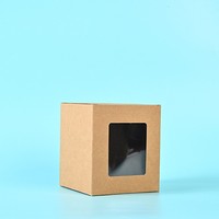 Boîtes pliantes en papier kraft et carton blanc en forme de tasse avec fenêtres, emballage cadeau universel, modèle 05, en stock, vente en gros