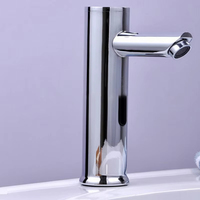 Robinet de lavabo moderne à capteur infrarouge, monotrou, en laiton poli, avec cartouche céramique, pour montage sur comptoir