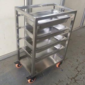 Stainless Steel Tray Truck 5 Tier <b>Rolling</b> Food Rack Trolley Commercial Bakery Cooling Storage <b>Cart</b> - Product Image 1