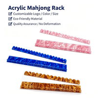 Support de Mahjong en Acrylique Personnalisé avec Logo, 4 Pièces, avec Poussoir Festonné, Écologique, Transparent, Robuste, Ajustement Parfait pour Utilisation en Casino