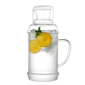 Bollitore freddo in vetro bottiglia d'acqua di grande capacità resistente al caldo grande bollitore con set di tazze da tè