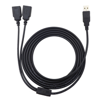 USB-Ladekabel 1 Stecker und 2 Buchsen Stromkabel Unterstützt 3A Stromstärke USB Stecker-zu-Buchse Verlängerungskabel