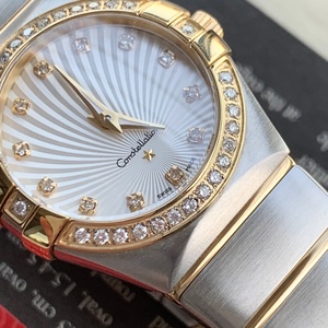 High End Luxury <b>Watch</b> Quartz Movement Sapphire Mirror Integrated Chain Strap Dual Tone Stainless Steel <b>Case</b> For Omegaes - Product Image 5