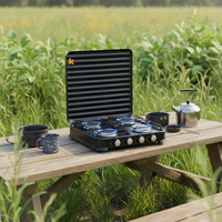 Réchaud de camping portable à gaz 4 brûleurs haute efficacité de style européen avec dispositif d'allumage, accessoire de cuisson extérieur