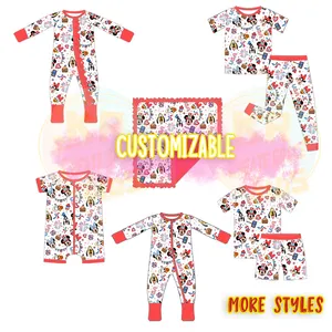 Custom Bamboevezel Baby Kleding Voor Kinderen Boetiek 2 Sets Outfit Pasgeboren Romper Jumpsuit Peuters Sleeper Dragen Bamboe Pyjama
