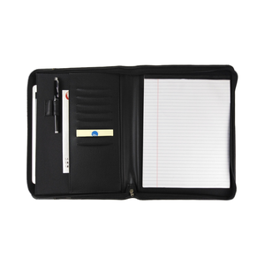 Tùy chỉnh PU da <span class=keywords><strong>A5</strong></span> Kích thước máy tính xách tay danh mục đầu tư với dây kéo chất kết dính 4 vòng thư mục tập tin cho các tài liệu bìa cứng phong cách biểu tượng tùy chỉnh - Product Image 1