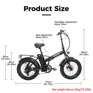 Vélo électrique pliable pour adultes, stock américain, 48V, 15Ah, 750W, 20 pouces, gros pneu, entrepôt européen, 48V, 13Ah, 250W - Product Image 2
