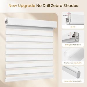 Stores zébrés <span class=keywords><strong>sans</strong></span> perçage, <span class=keywords><strong>sans</strong></span> fil, en polyester, stores occultants pour fenêtres, stores à rouleaux filtrant la lumière, <span class=keywords><strong>rideaux</strong></span> jour et nuit pour salon - Product Image 2