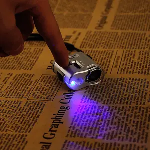 Magnifier Loupe Glass LED UV Light Brand New Jewelry Mini Pocket Microscope 60x