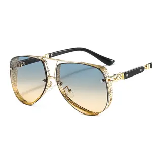 2024 High Quality Custom Logo oversized luxury large metal big frame gold metal sunglasses frame fashion metal men sunglasses