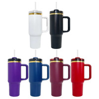 Gobelet isotherme à double paroi en acier inoxydable, brun foncé, chocolat et or H2.0 30oz 40oz avec poignée et tasse thermique à paille