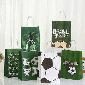 Sac en papier kraft sur le thème du football KM, cadeau de fête sportive, emballage cadeau, sac à bonbons pour fête d'anniversaire d'enfants - Product Image 3