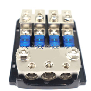 Borne de distribution d'alimentation audio pour voiture Bloc de fusibles 60A 4 entrées <span class=keywords><strong>3</strong></span> sorties Porte-fusible ANL avec couvercle anti-poussière - Product Image 1