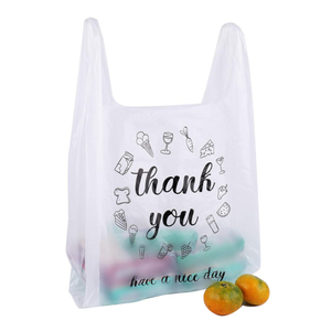 Compostable Cornstarch PLA PBAT biodegradable t shirt plastic bags carry custom eco friendly shopping bioplastic bags