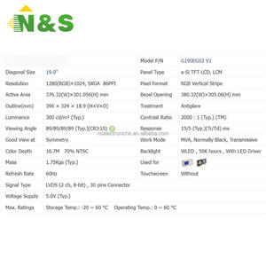 Panneau LCD à contraste élevé G190EG02 V1 de 19,0 pouces pour système de contrôle de moniteur industriel, Original, neuf, en stock - Product Image 3