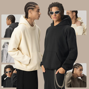 Sweat à capuche épais à double couche en molleton style baggy <span class=keywords><strong>rap</strong></span> hip-hop, 400 g/m², logo personnalisé, streetwear, sweats à capuche pour hommes, haute qualité - Product Image 1