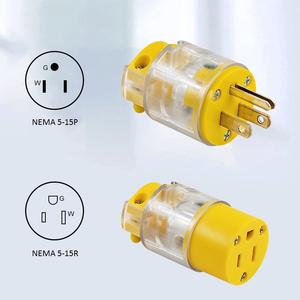 Enchufe macho de hoja recta US & CA Enchufe iluminado estándar NEMA 5-15P Conexión de toma de corriente eléctrica de 3 clavijas Enchufe eléctrico de 120V - Product Image 3