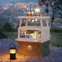 Boîte de rangement pliable en plastique pour le camping en plein air, organisateur de coffre de voiture avec table, bac de rangement pour pique-nique, conteneur de rangement domestique