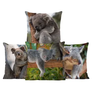 Роскошный чехол для подушки 2022, милый Koala 45X45 с молнией и бархатным животным для домашнего декора, подушки, диваны