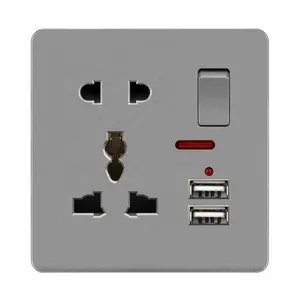 Tyelc UK standard power electrical multi socket MF 5 pin UK socket with USB smart power socket plug