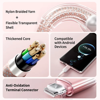 Câble de charge multi-connecteurs 3-en-1 USB-A vers USB-C 8 broches Micro, tressé en nylon, en stock, vente en gros