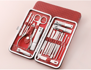 Ensemble de ciseaux à ongles en acier à bas prix de couleurs mélangées, kit de pédicure et de manucure, coupe-ongles, ensemble de manucure en cuir - Product Image 1