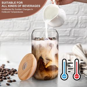 Lot de 2 <span class=keywords><strong>verres</strong></span> à café glacé de 47 cl avec couvercles et pailles, accessoires pour bar à café, <span class=keywords><strong>verres</strong></span> à bière, gobelets réutilisables - Product Image 2