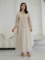 Robe Abaya brodée de sequins pour femmes musulmanes, manches longues, kaftan ample, robe maxi, tenue de soirée islamique modeste de Dubaï