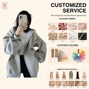 Sudadera con capucha para mujer, chaqueta informal holgada de manga larga con capucha, abrigo con capucha extragrande de color gris liso - Product Image 1