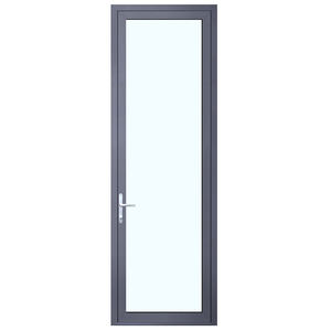 Porta a battente in alluminio grigio grano di legno esterno con pannello di vetro seriors meccanismo commerciale rete di alluminio porta a battente - Product Image 6