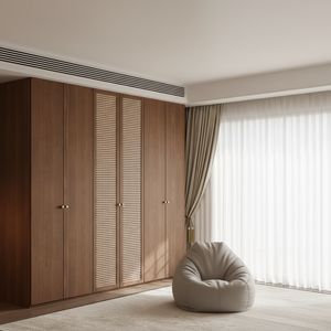 Armario Moderno de Madera con Puertas de Malla de Ratán y Vitrina Abierta para Almacenamiento en Dormitorios, Villas de Lujo, Hoteles y Apartamentos - Product Image 2