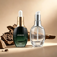 Botol Kemasan Kosmetik Kaca Kosong Berkualitas Tinggi dengan Gradasi Mewah 30ml 50ml Pipet Serum Minyak Esensial Pipih