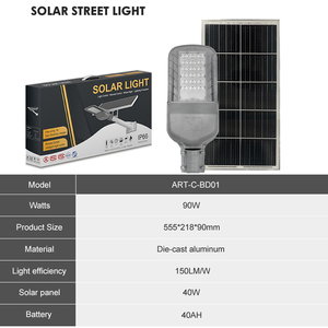 Lámpara <span class=keywords><strong>Solar</strong></span> LED de Aluminio de Alto Brillo AORUITAI, Luces Solares para Exteriores con Control Remoto, Farola <span class=keywords><strong>Solar</strong></span> de 90W para Carretera - Product Image 3