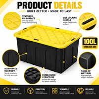 Boîte de rangement en gros de 100 L avec couvercle, série XL classique, conteneur en plastique PP robuste pour entrepôt et garage