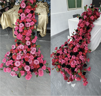 Guirlande de fleurs artificielles en forme de rose pour centre de table de mariage 100/120/200cm, guirlande florale faite à la main, décoration de fête