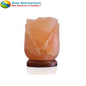 Lampe de sel de l'Himalaya sculptée à la main, forme géométrique, décoration écologique pour la maison, base en bois, style Feng Shui, toucher réel, Sian - Product Image 6