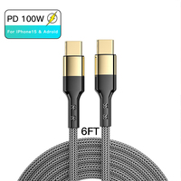 Câble de données USB C tressé en cuivre pur RSZ2 PD100W 4FT 6FT 5A pour iPhone 15 16 et ordinateur portable