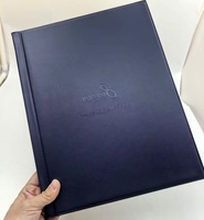Porte-menu format A4 pour restaurant, couverture en PVC noir, artisanat de pressage à chaud avec pages en PVC transparent amovibles