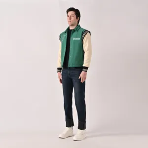 Chaqueta acolchada de invierno personalizada para hombre, abrigo de lana, chaquetas universitarias de béisbol para hombre