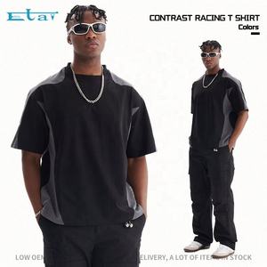 2024เสื้อยืดคุณภาพสูงของผู้ชายเสื้อยืดพิมพ์ลายกราฟิกผ้าโอเวอร์ไซส์ถัก260กรัมตัดกันสีตัดกันใหม่ - Product Image 6