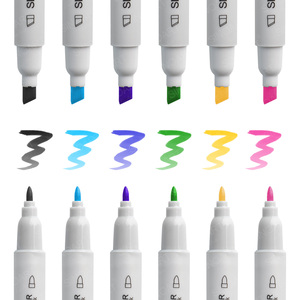 SINOART in STOCK Set di 6 Pennarelli Artist Loft <span class=keywords><strong>Serie</strong></span> BASIC <span class=keywords><strong>a</strong></span> Doppia Punta con Inchiostro <span class=keywords><strong>a</strong></span> Base Alcolica per Scatola in PET - Product Image 3